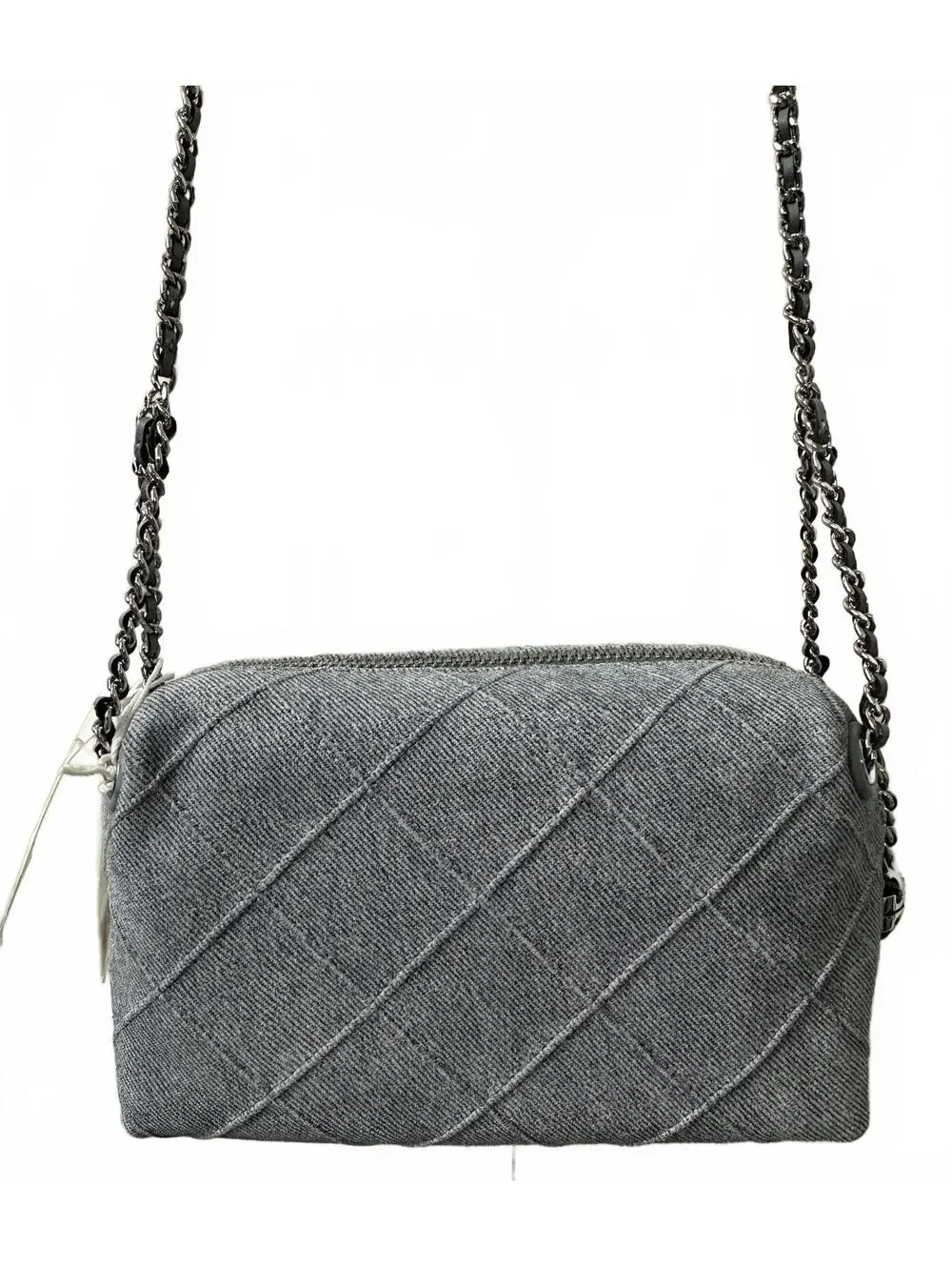 Tory Burch Small Fleming Soft Denim-Print Suede Crossbody Bag Blue NWT